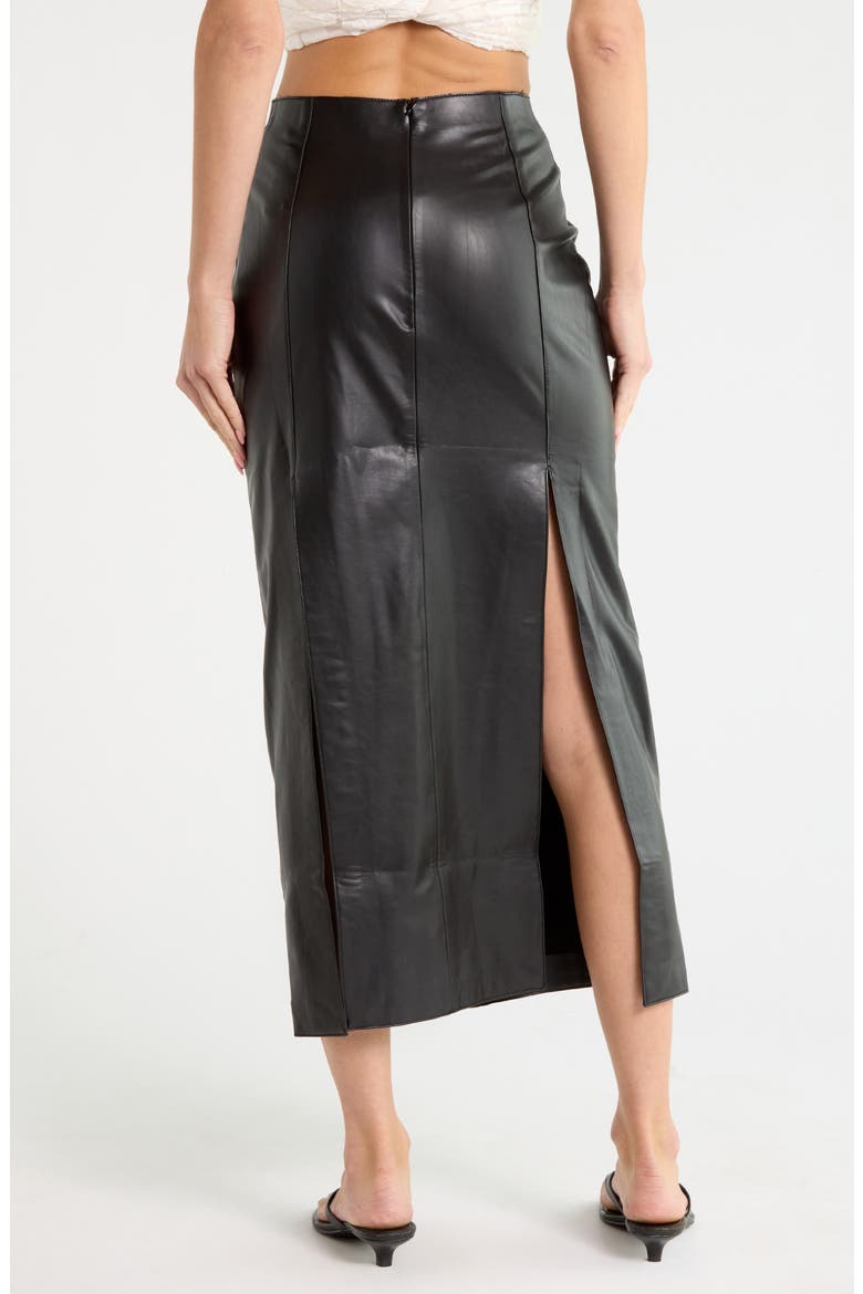 Daphne Faux Leather Midi Skirt, Alternate, color, BLACK