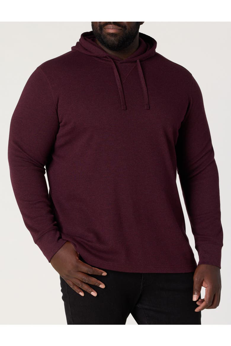 Big & Tall Waffle-Knit Hoodie, Main, color, BURGUNDY HTHR