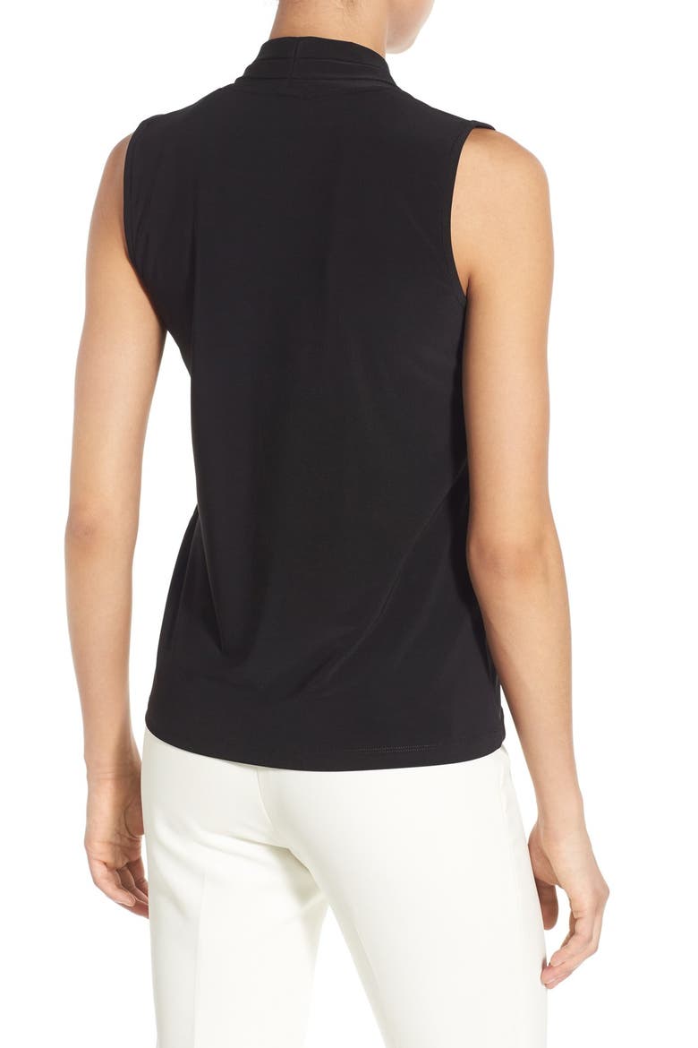 Triple Pleat V-Neck Jersey Top, Alternate, color, BLACK