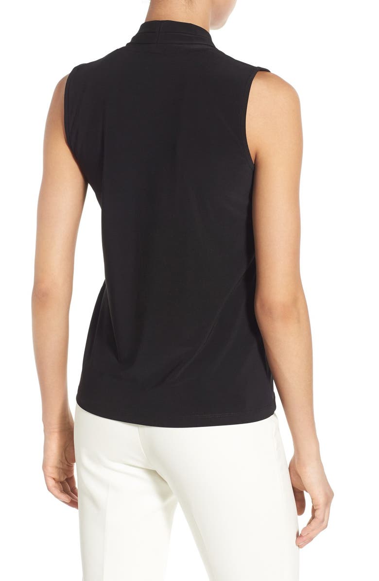 Anne Klein Triple Pleat V-Neck Jersey Top, Alternate, color, Black