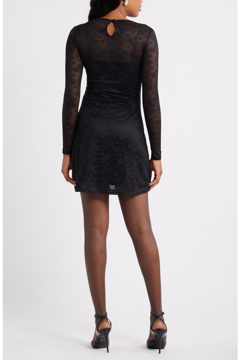 Long Sleeve Lace Body-Con Dress, Alternate, color, BLACK