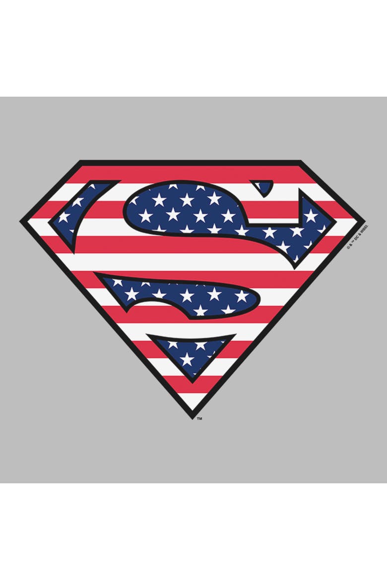 Girl's Superman Patriotic Logo  Graphic T-Shirt, Alternate, color, Athletic Heather