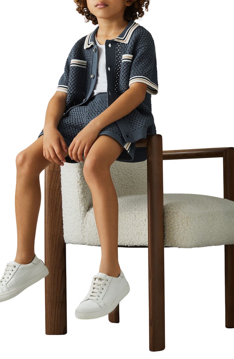 Reiss Kids' Coulson Jr. Short Sleeve Polo Sweater, Alternate, color, Airforce Blue