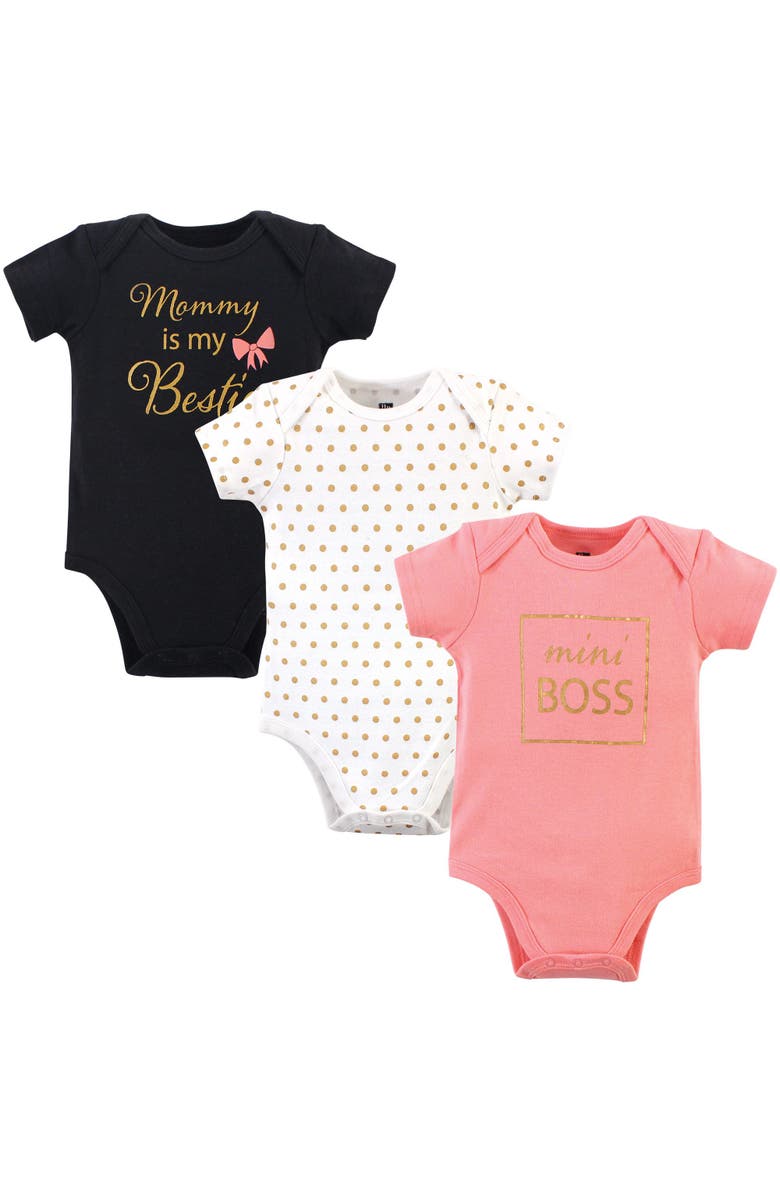 Hudson Baby Three-Piece Set of Cotton Bodysuits, Main, color, 