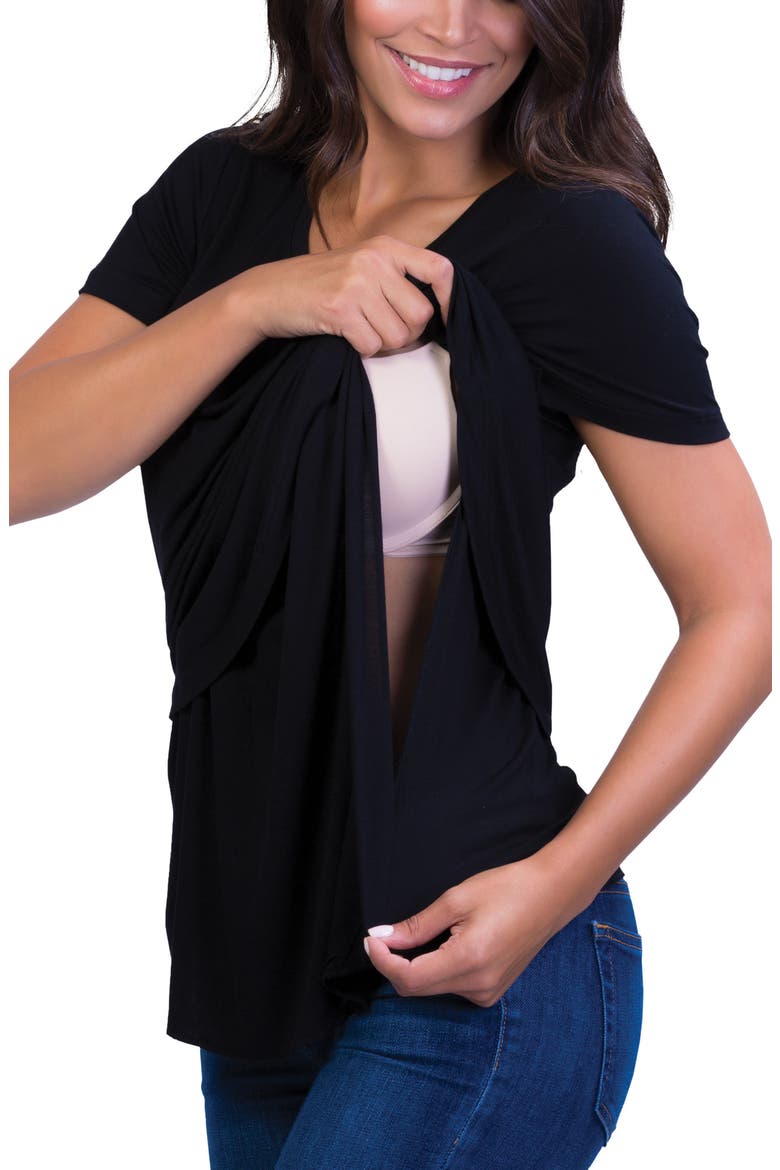 Perfect Maternity/Nursing Tee, Alternate, color, BLACK