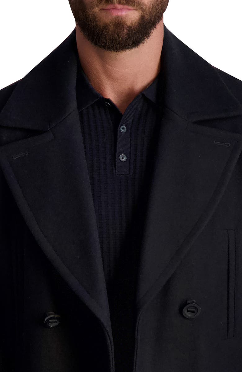 KARL LAGERFELD PARIS Double Breasted Wool Blend Peacoat, Alternate, color,