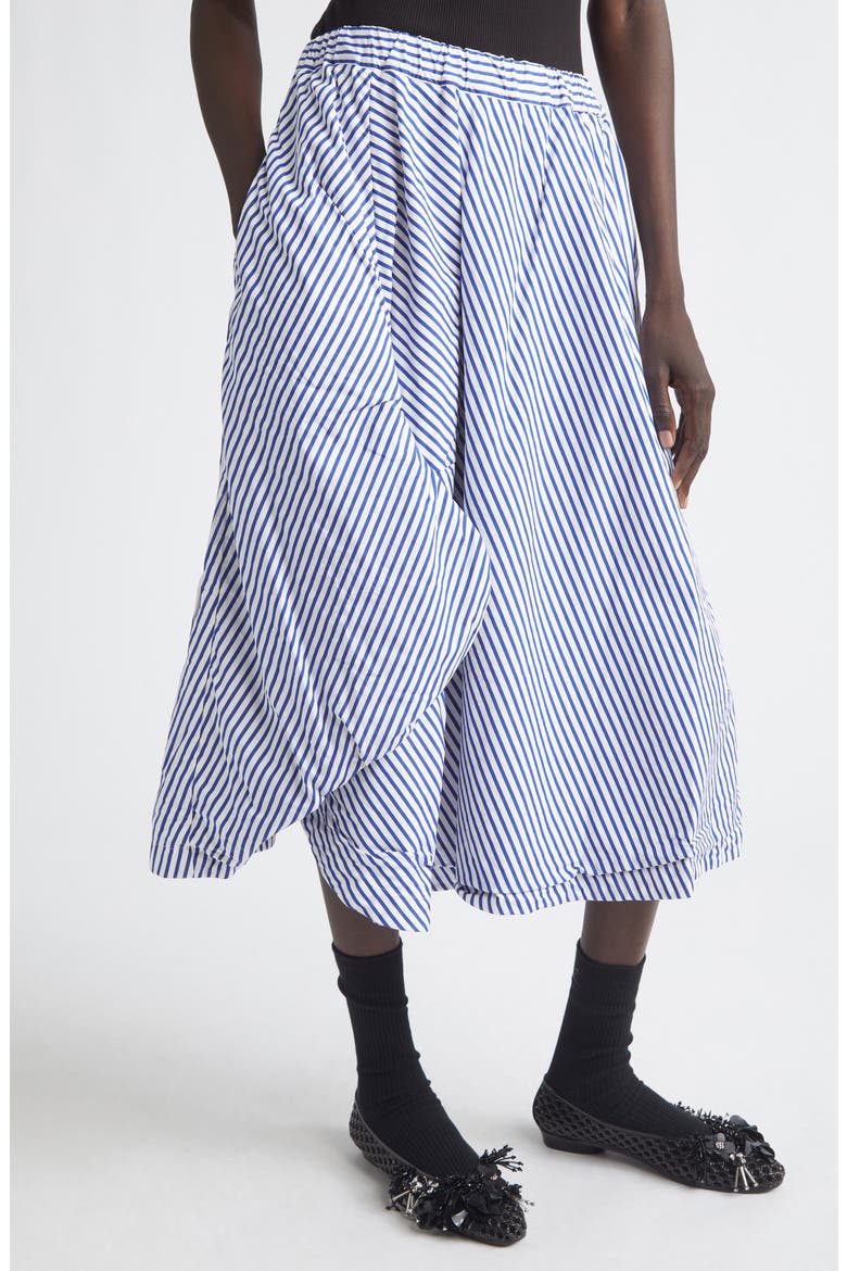 Stripe Asymmetric Cotton Midi Skirt, Alternate, color, WHITE/ BLUE