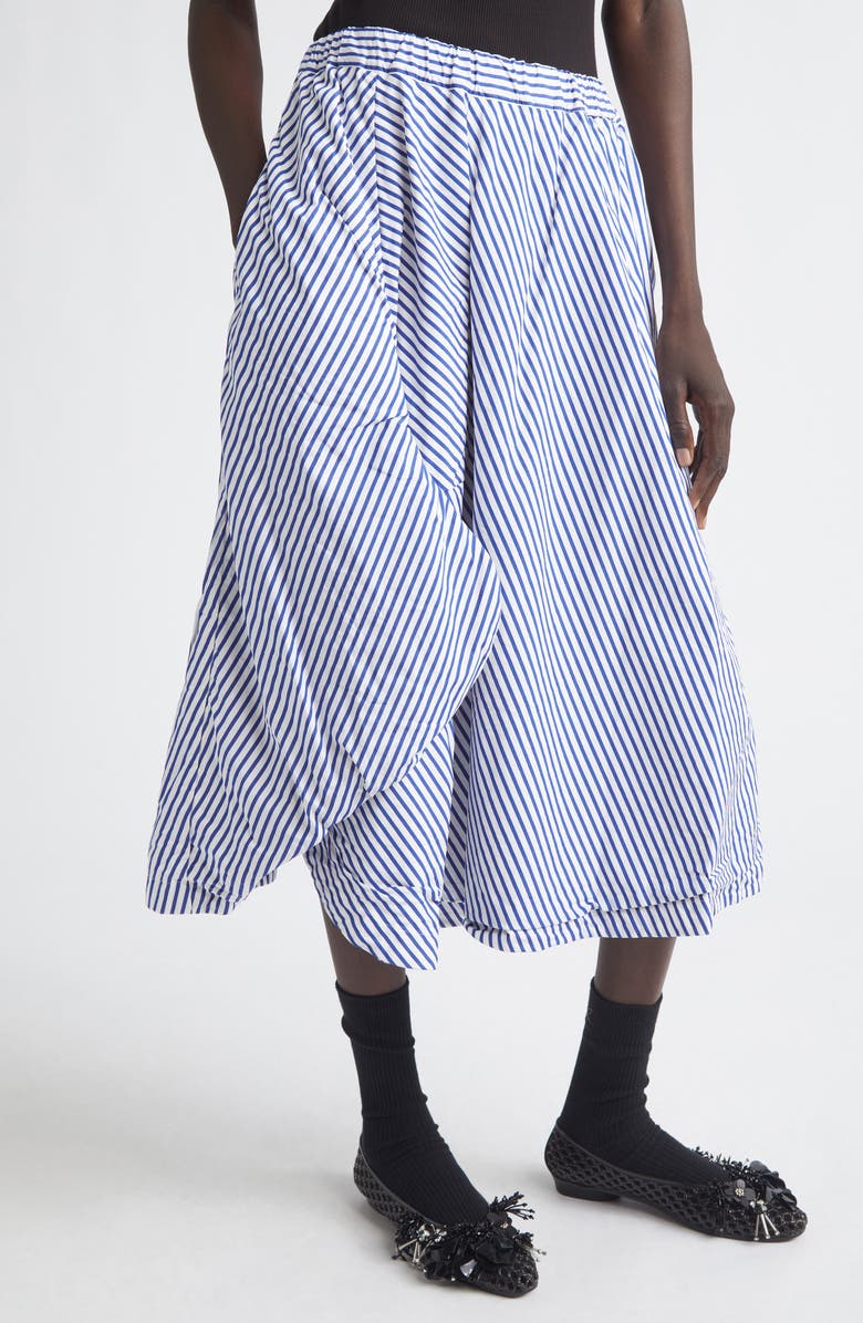 Comme des Garçons Comme des Garçons Stripe Asymmetric Cotton Midi Skirt, Alternate, color, White/ Blue