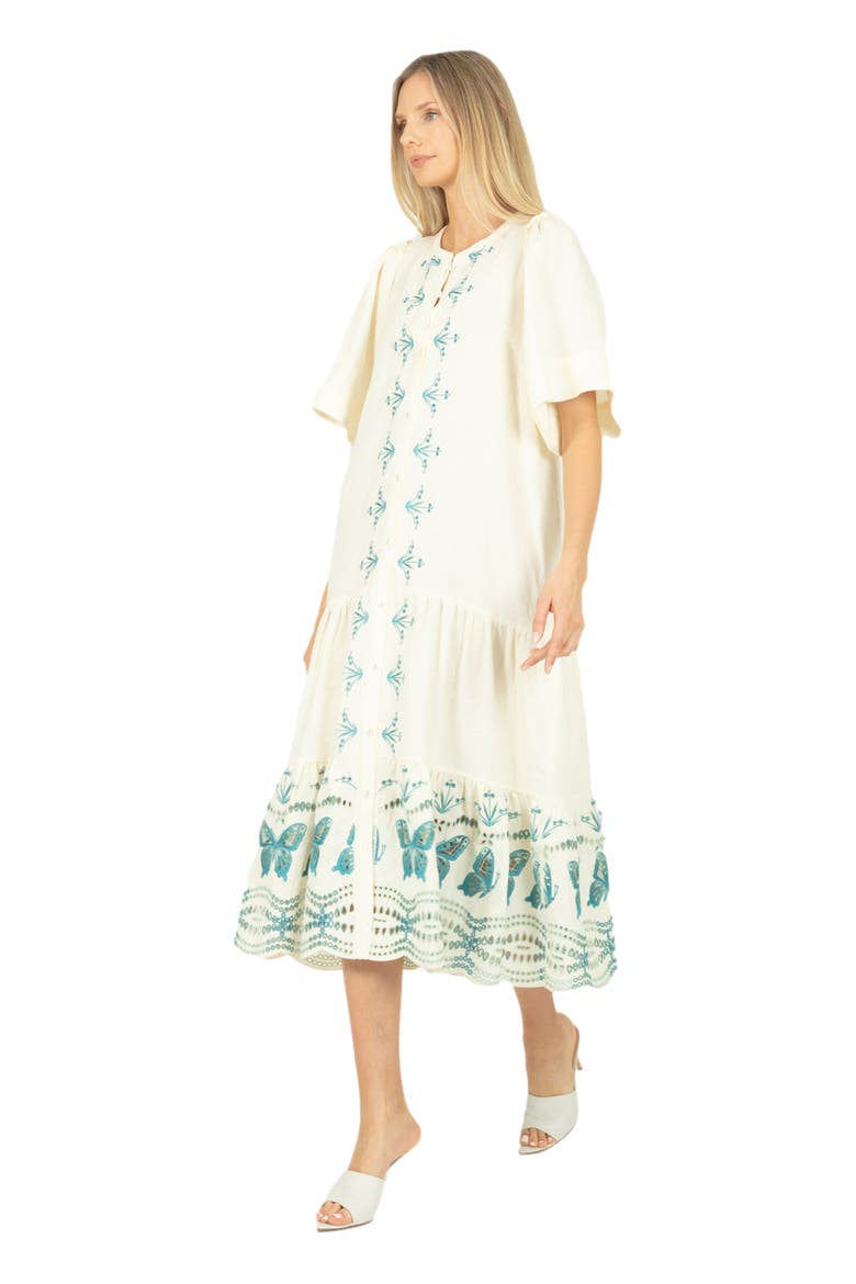 Marcella Dress, Alternate, color, CRÈME & MULTI BLUE EMBROIDERY