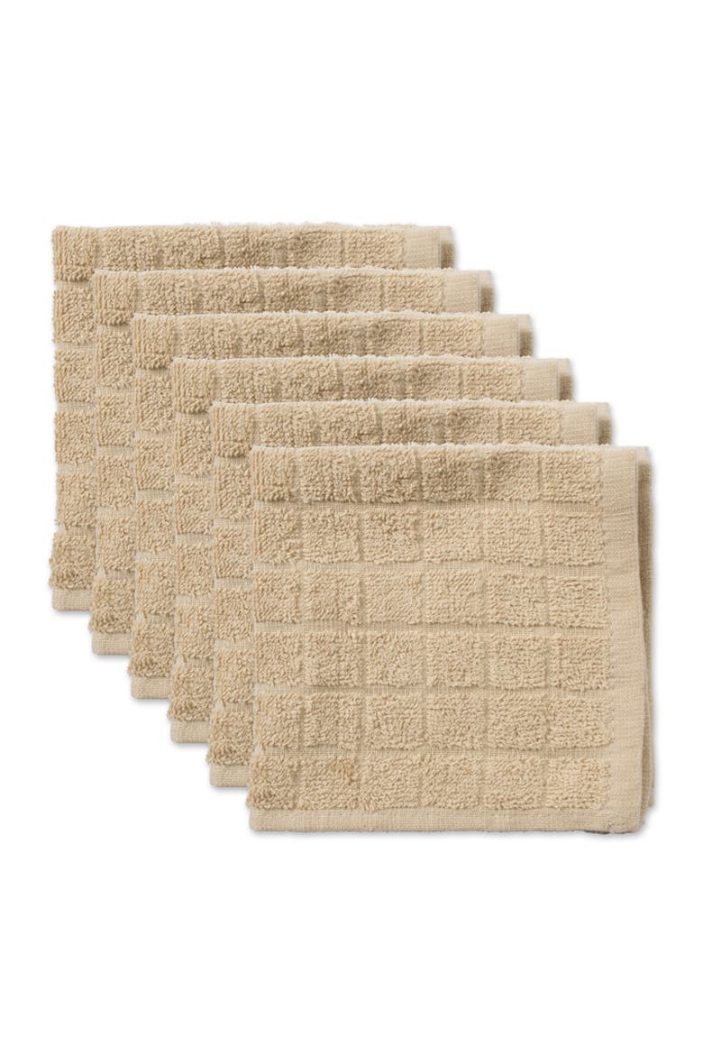 Solid Windowpane Terry Dishcloth Set/6, Main, color, Beige