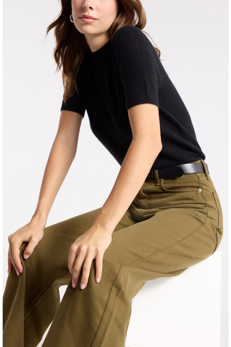 Short Sleeve Cashmere Sweater, Main, color, BLACK ROCK