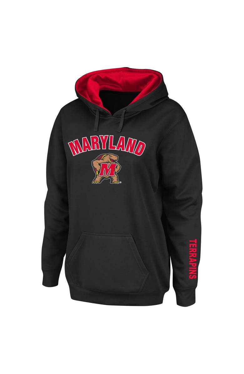 COLOSSEUM Women's Black Maryland Terrapins Arch & Logo 1 Pullover Hoodie, Main, color, Black