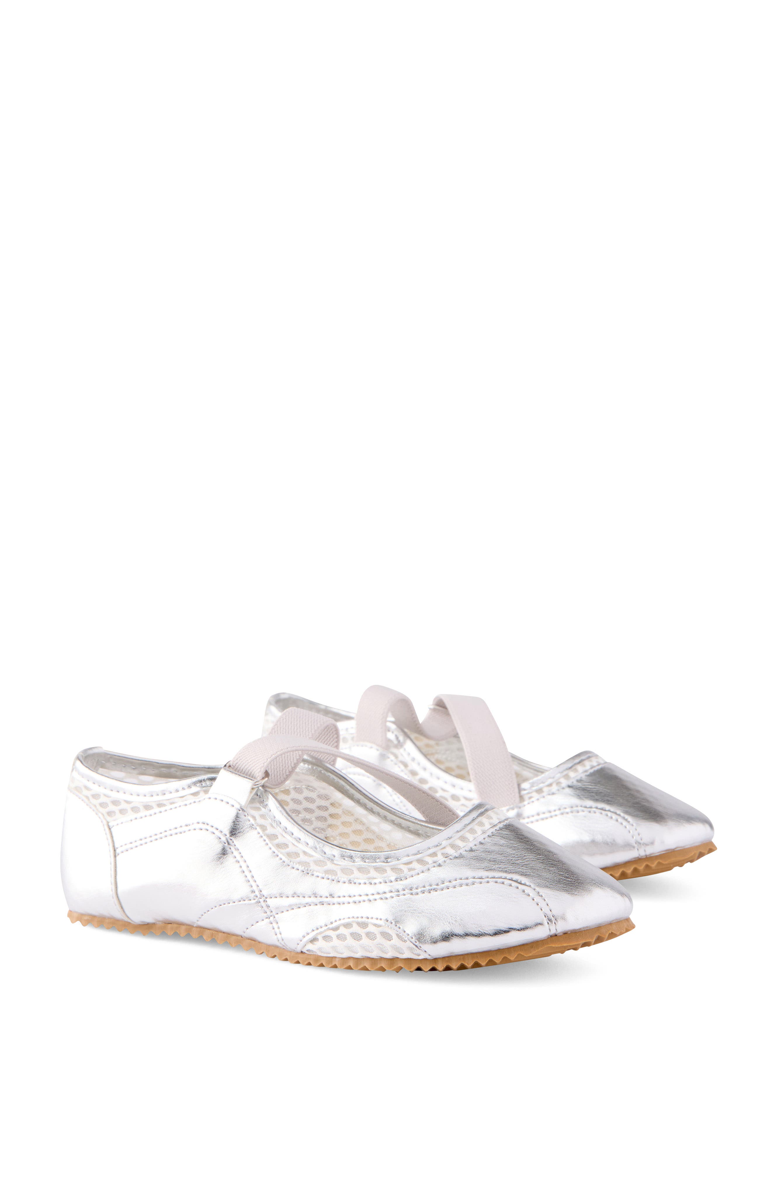 Kid's Spencer Sporty Flats, Alternate, color, Silvery