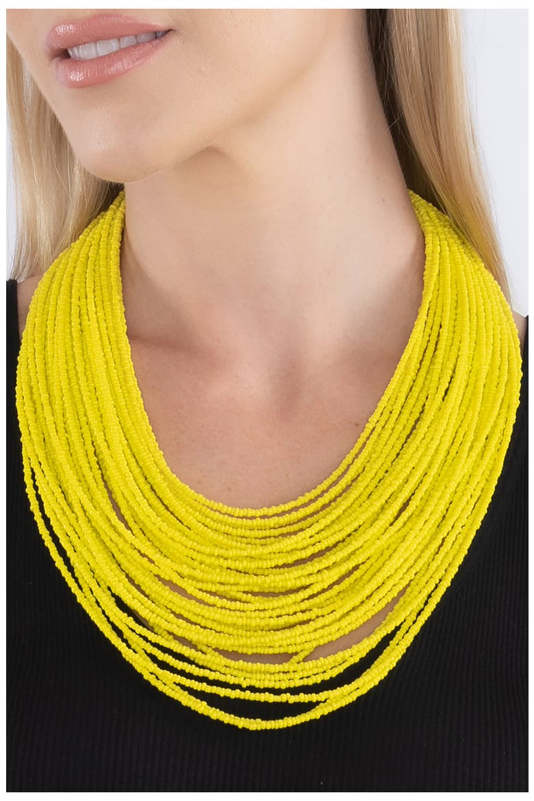 Beaded Multilayered Necklace, Alternate, color, YELLOW