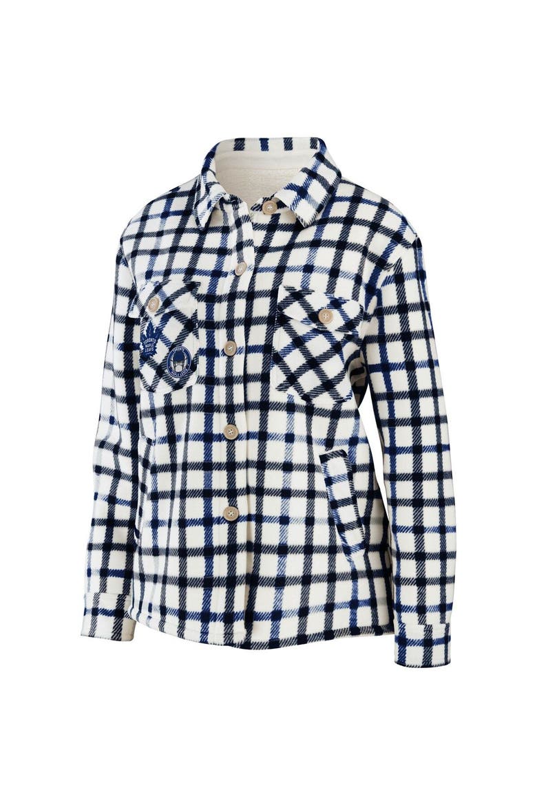 Women's WEAR by Erin Andrews Oatmeal Toronto Maple Leafs Plaid Button-Up Shirt Jacket, Alternate, color, Oatmeal