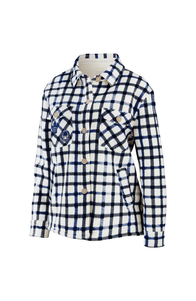 WEAR by Erin Andrews Women's WEAR by Erin Andrews Oatmeal Toronto Maple Leafs Plaid Button-Up Shirt Jacket, Alternate, color, Oatmeal