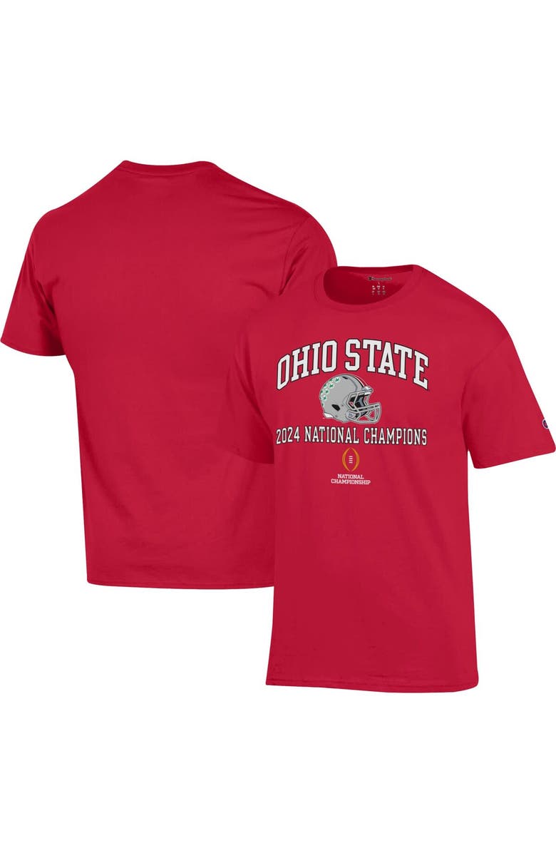 Champion Men's Champion Scarlet Ohio State Buckeyes College Football Playoff 2024 National Champions Helmet T-Shirt, Main, color, 