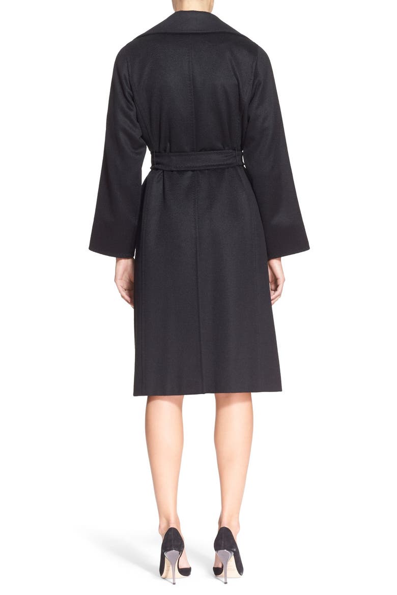 'Manuela' Camel Hair Coat, Alternate, color, BLACK
