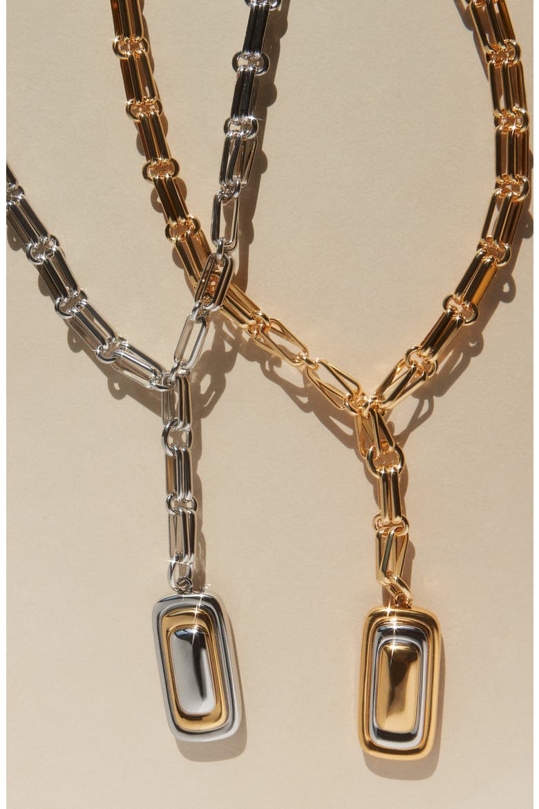 Dalia Two-Tone Y-Necklace, Alternate, color, SILVER