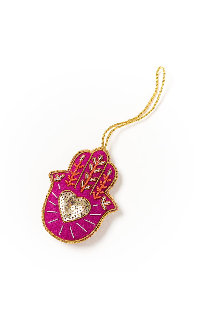 Matr Boomie Larissa Plush Hamsa Felt Ornament - Handmade, Embroidered, Main, color, Red