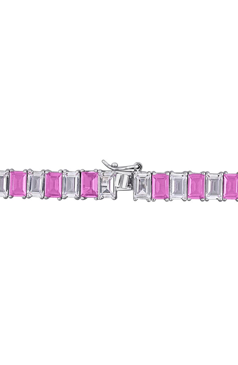 Julianna B. Emerald-Cut Lab-Created Sapphire Tennis Necklace, Alternate, color, Created Sapphire