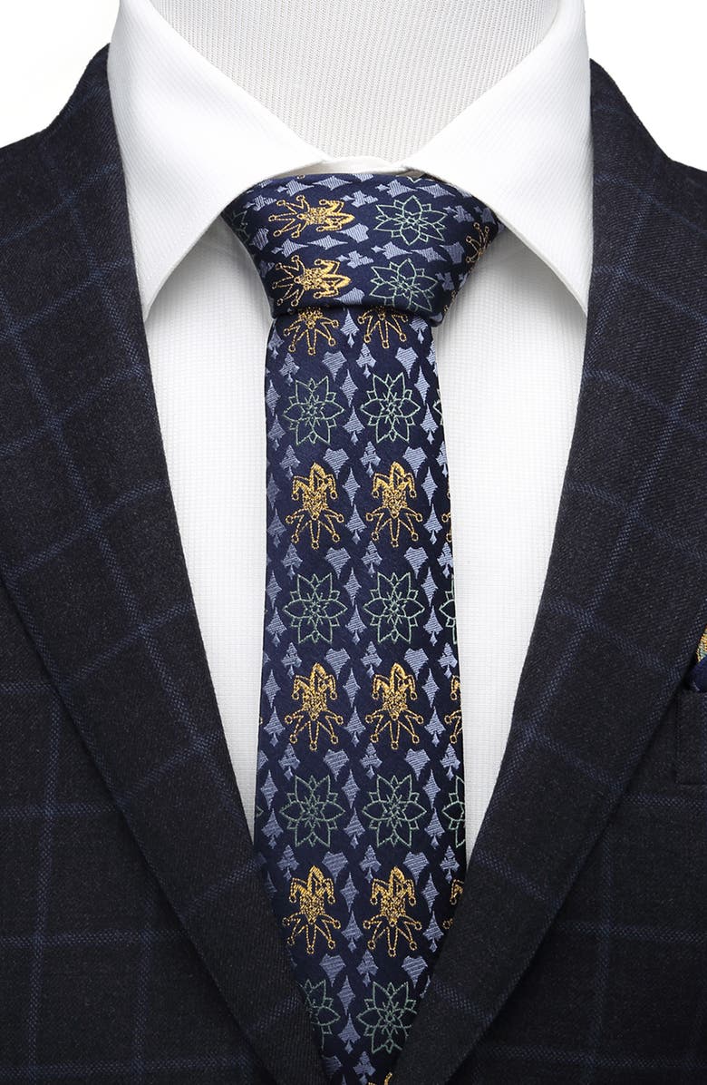 Cufflinks, Inc. Joker Print Silk Tie, Alternate, color, Blue