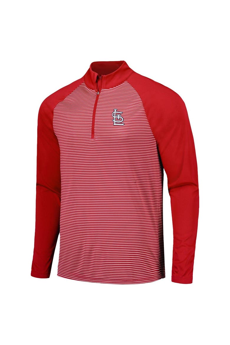 Men's Levelwear Red St. Louis Cardinals Charter Striped Raglan Quarter-Zip Top, Alternate, color, Red