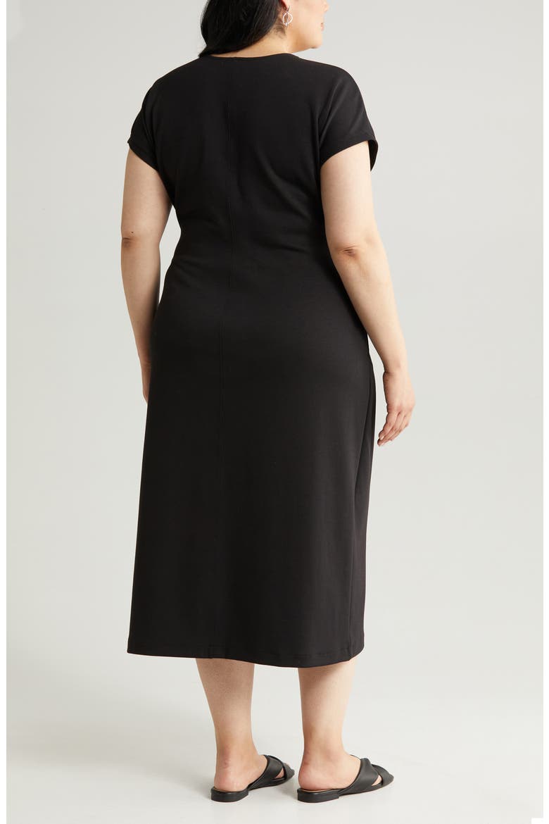 Tie Waist Midi Dress, Alternate, color, BLACK