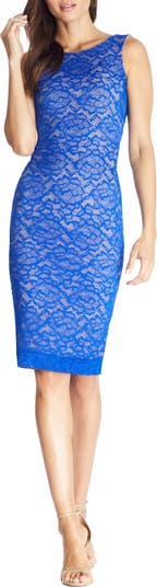 Dress The Population blue lace on sale Kendra dress with low back medium