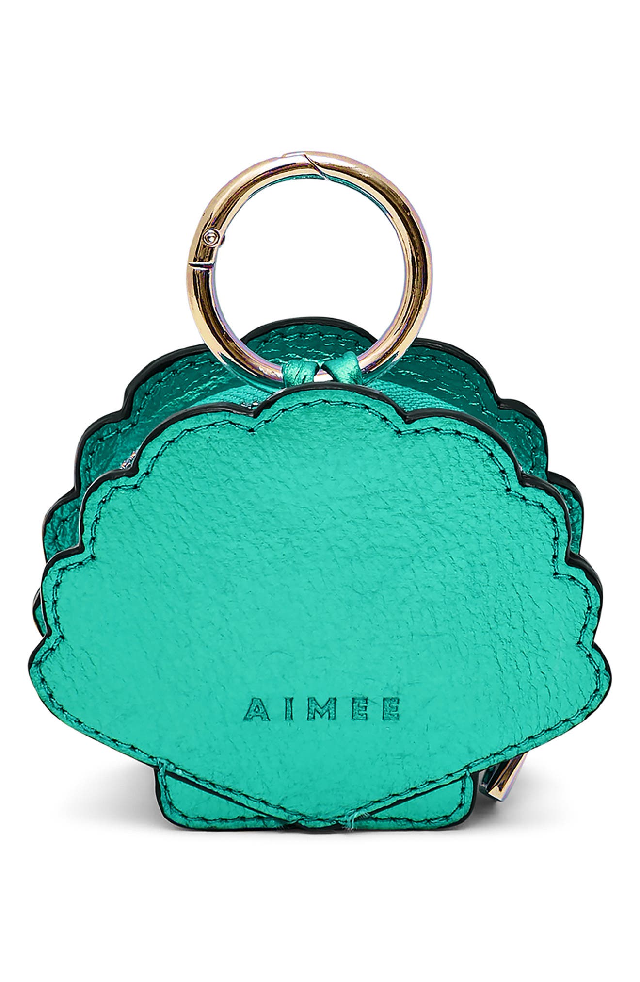 AIMEE Seashell Metallic Leather Bag Charm, Alternate, color, Metallic Jelly Mint
