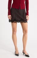 Lush Floral Lace Trim Miniskirt
