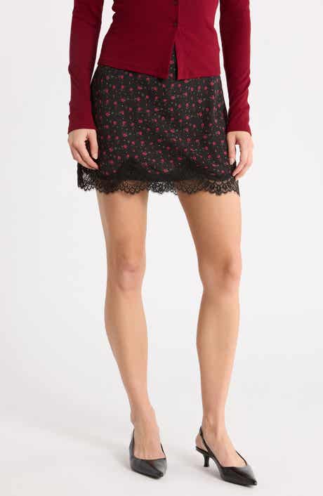 Floral Lace Trim Miniskirt