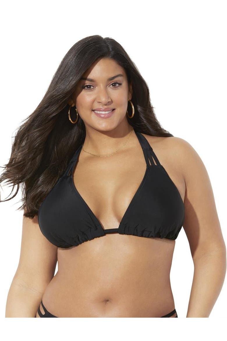 Beach Babe Triangle Bikini Top, Main, color, Black