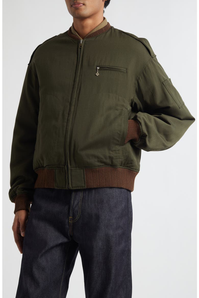 Gunner Wool & Linen Bomber Jacket, Alternate, color, OLIVE