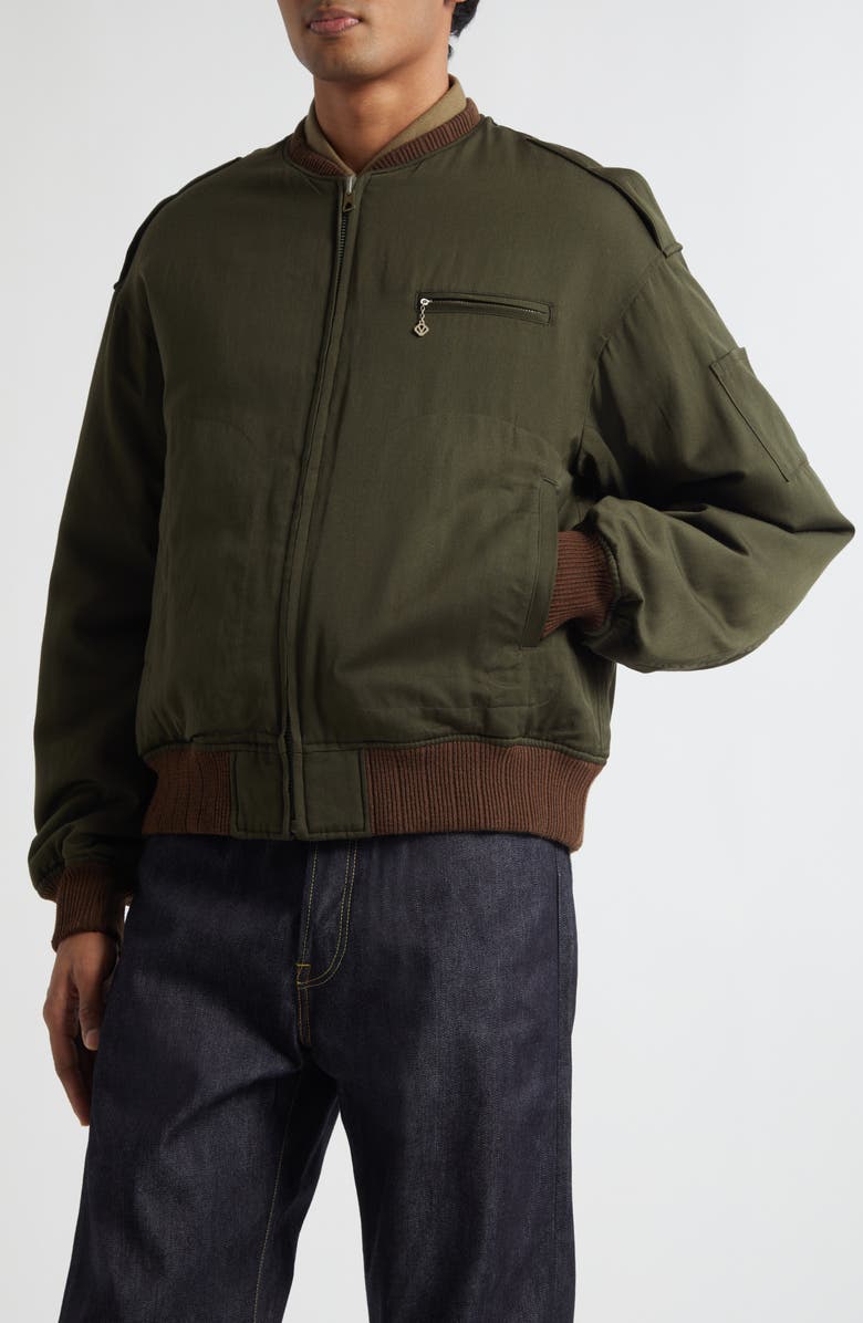 VISVIM Gunner Wool & Linen Bomber Jacket, Alternate, color, Olive