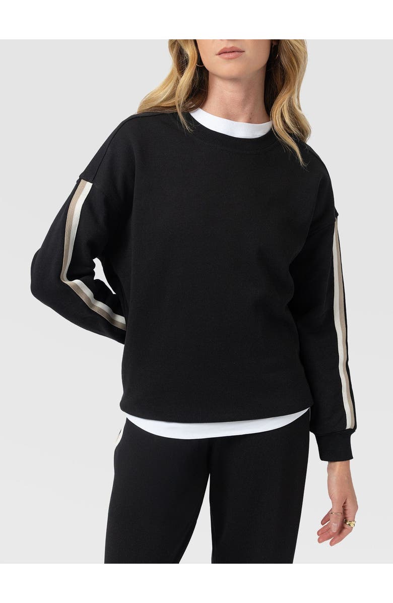 Saint + Sofia Victory Sweatshirt, Alternate, color, Black Cream/Beige Stripe