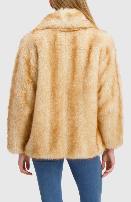 Lyla Grant Fur-free Fox (faux Fur) Jacket, Shawl Collar In Gold