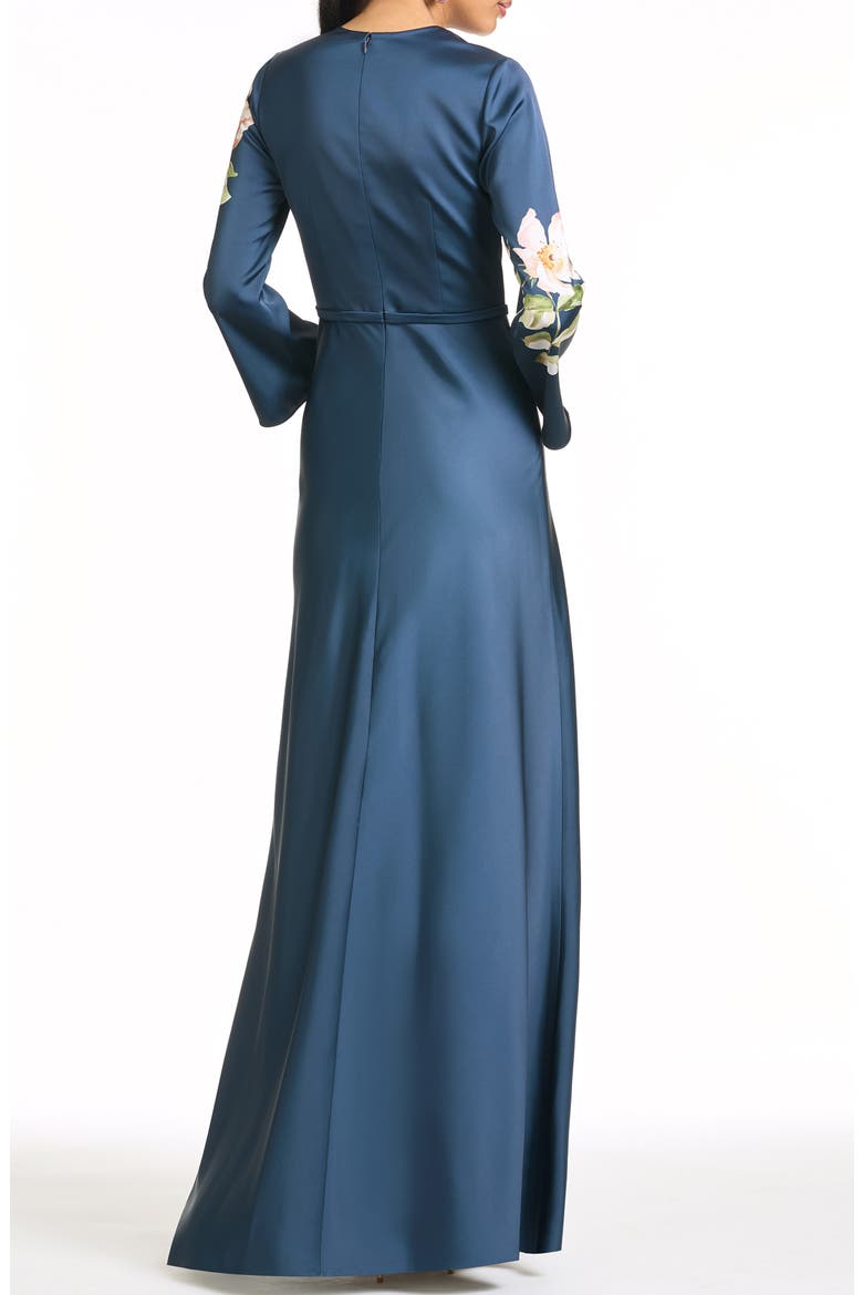 Alex Long Sleeve Floral Gown, Alternate, color, NIGHT BLOOMS