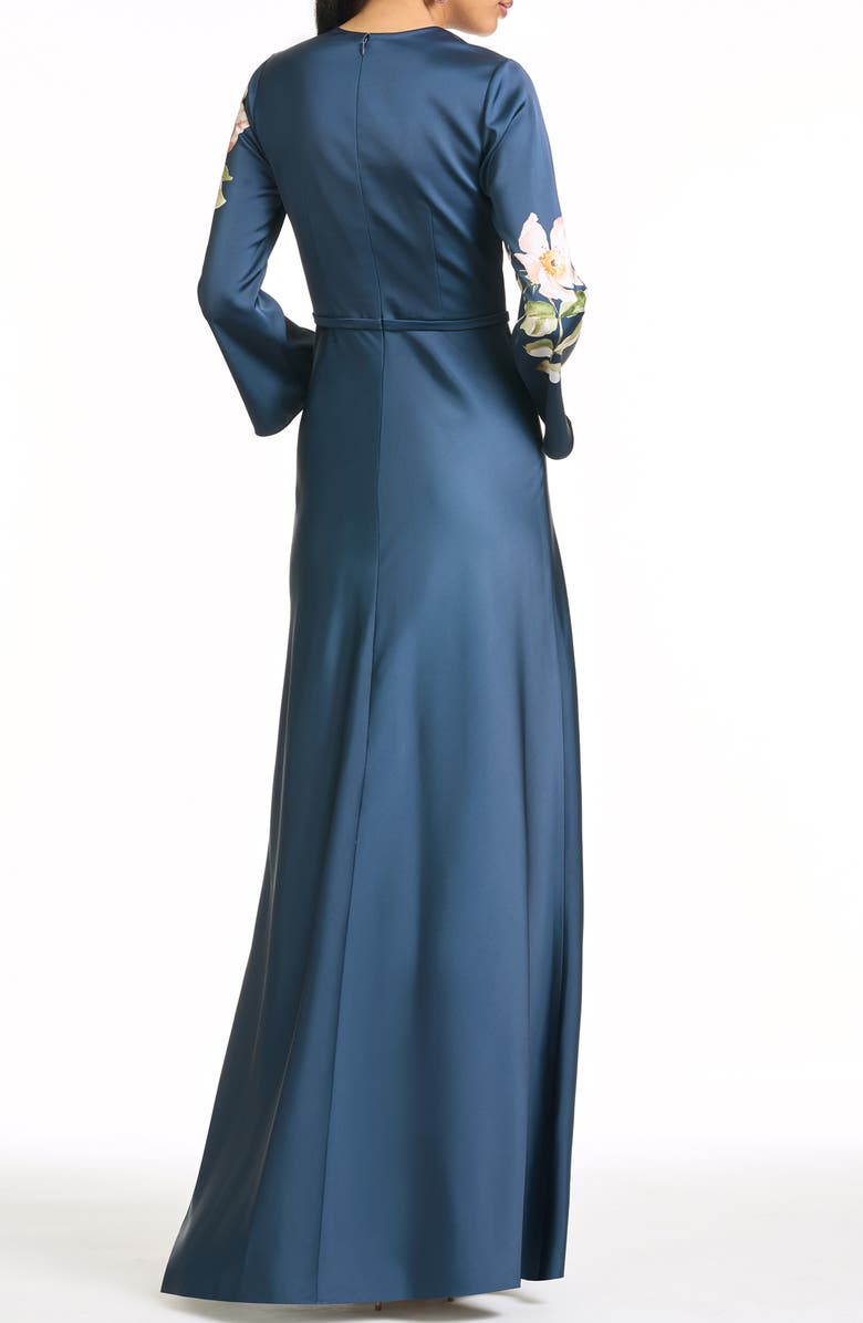 Sachin & Babi Alex Long Sleeve Floral Gown, Alternate, color, Night Blooms