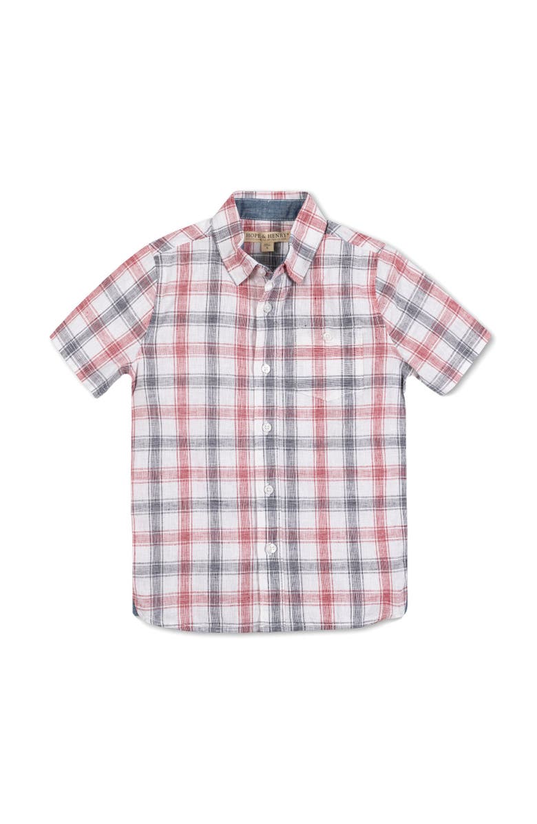 Hope & Henry Baby Boys' LInen Short Sleeve Shirt with Side Vent, Infant, Main, color, 