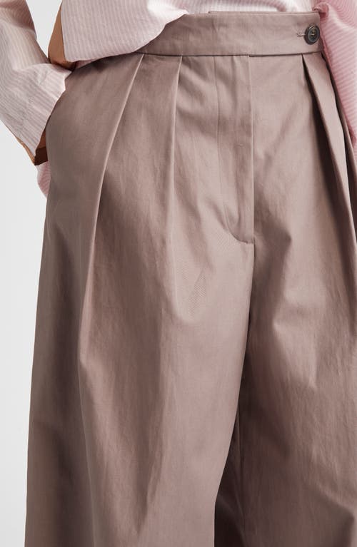 Dries Van Noten Pleated Cotton Wide Leg Pants In Neutral