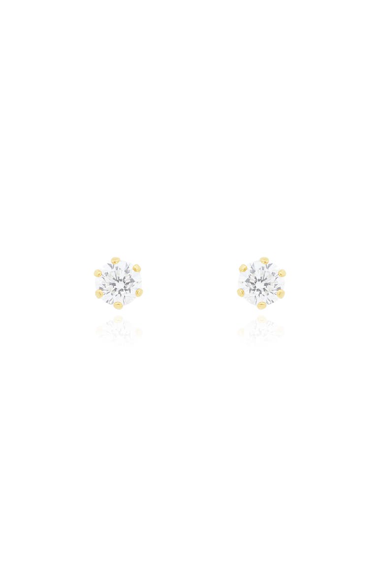 Round Diamond Stud Earrings, Alternate, color, Yellow Gold