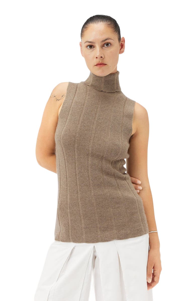 GOBI Mongolian Cashmere T-Neck Cashmere Top, Main, color, Taupe