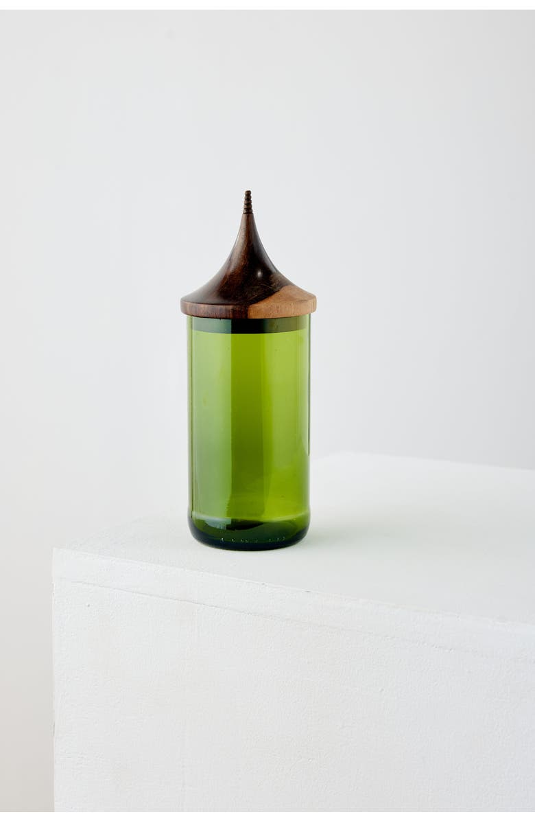 kanju Interiors Wooden Topped Apothecary Jar, Alternate, color, Green