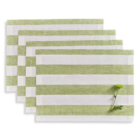 Linen Placemats - Cabana Stripe, 14" x 19" Inch