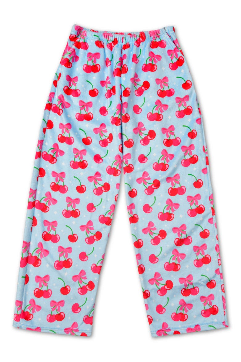 Kids' Cheerful Cherries Plush Pants, Main, color, CHERRY MULTI