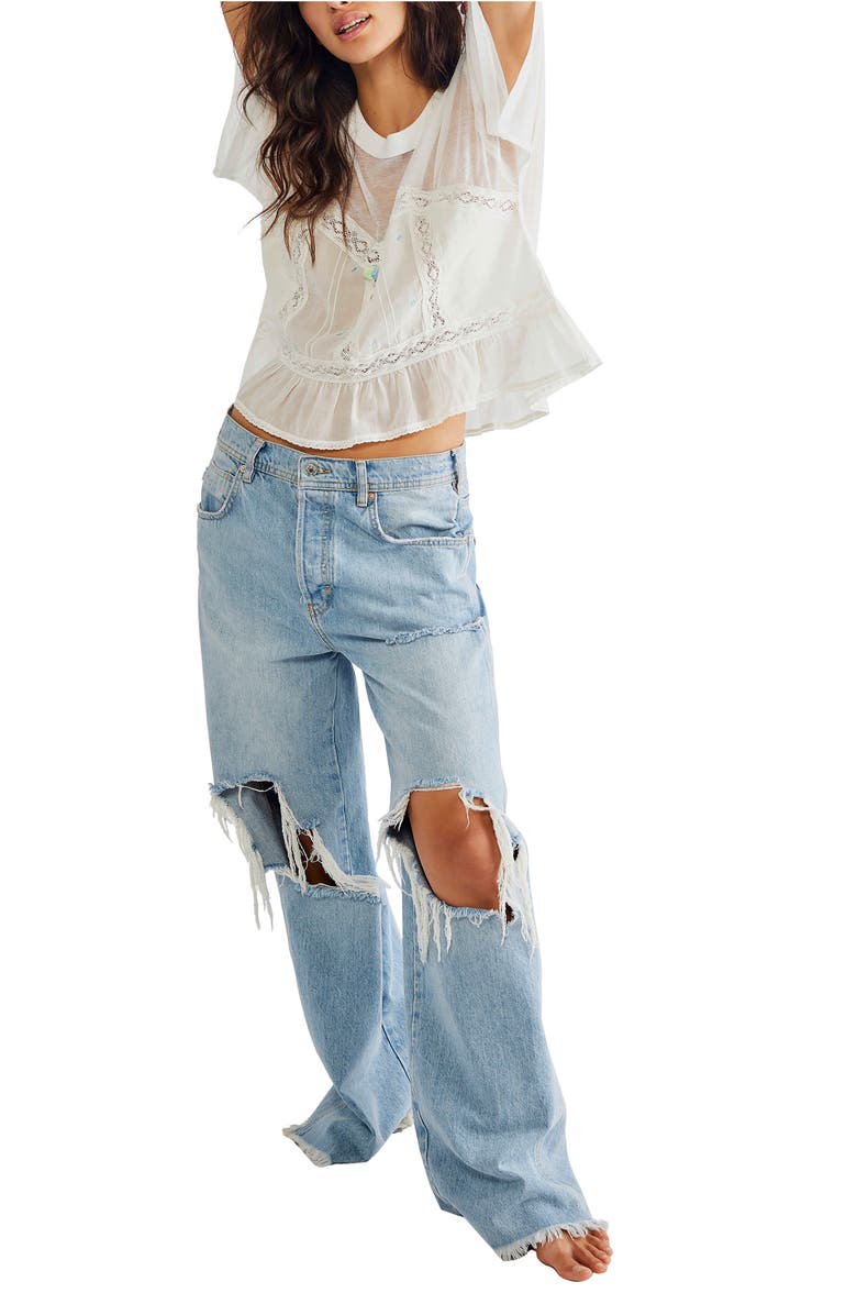 Free People Fall in Love Lace Inset T-Shirt, Alternate, color, 