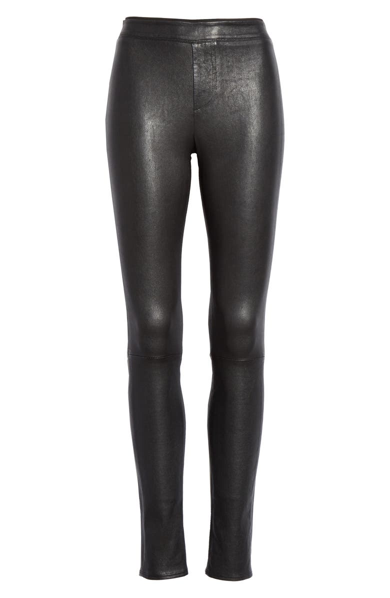 Helmut Lang Stretch Lambskin Leather Leggings, Alternate, color,