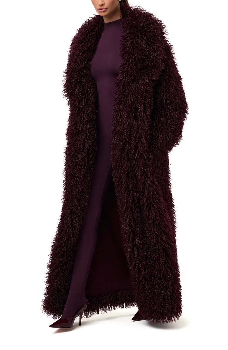 Naked Wardrobe Faux Shearling Coat, Alternate, color, Dark Plum
