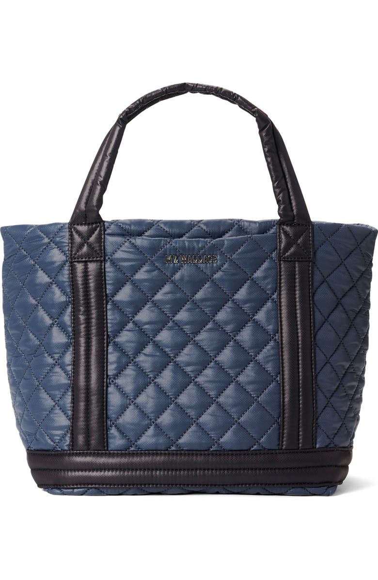 MZ Wallace Small Quilted Nylon Empire Tote, Main, color, Navy And Black